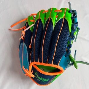 Franklin youth Meshtek TeeBall Glove baseball Right Hand Throw Blue Orange 9.5